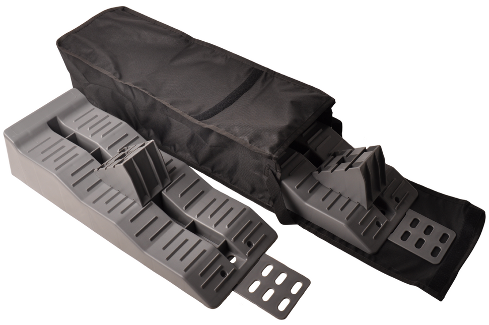 Aanhangwagendirect Complete oprijblokken set 565x200x130 mm - inclusief wielkeggen - 5000 kg maximaal draagvermogen