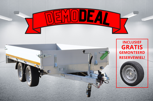 Aanhangwagendirect DEMO DEAL Eduard plateauwagen - 300x150 cm - 2000 kg bruto laadvermogen - 63 cm laadvloerhoogte - 30 cm borden - nu met gratis gemonteerd reservewiel