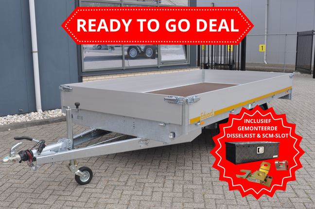 Aanhangwagendirect Ready TO GO DEAL - Eduard plateauwagen - 406x200 cm - 2700 kg bruto laadvermogen - inclusief disselkist & SCM disselslot