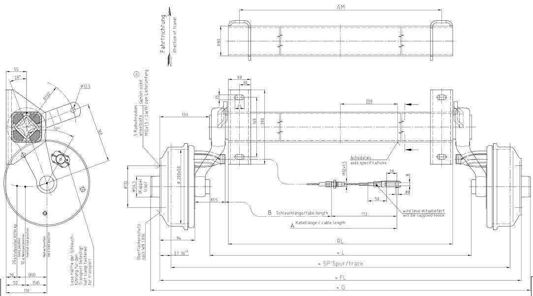 AL-KO Geremde Al-KO torsie as 1350 kg - padmaat 1200 - flensmaat 1630 mm  -  5 gats