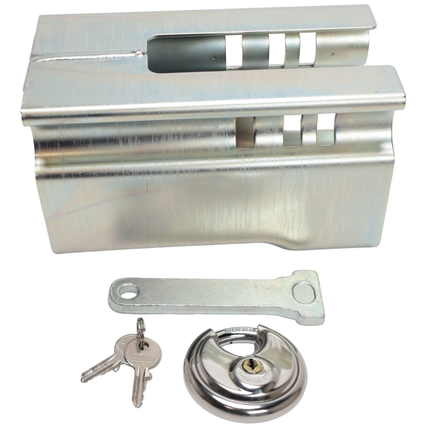 Albe Disselslot koker Albe - premium - zilver - staal - incl. RVS discusslot met 2 sleutels