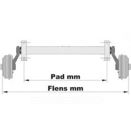 BPW Geremde torsie as - 1350 kg - padmaat 1100 mm - flensmaat 1530 mm - 5 gats