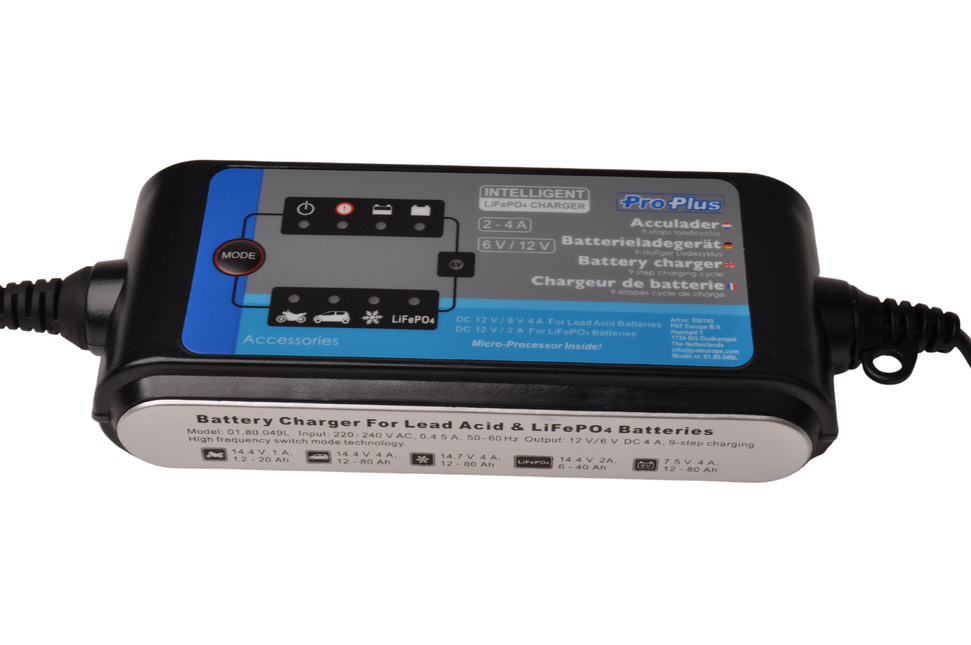 Cantonal Acculader 6V/12V 2-4AMP 9-staps  laadcyclus