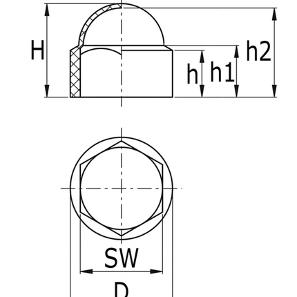 Cantonal Afdekkap moer M16 - 10 stuks