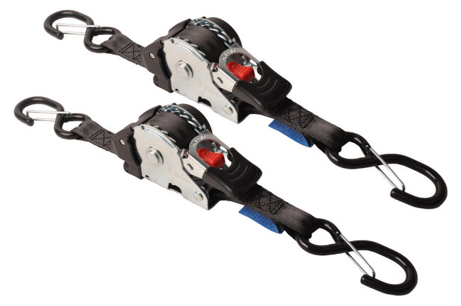 Cantonal Automatisch oprollende spanband 300x2,5 cm - met S-haken en borgveer - 600 kg - set van 2 stuks