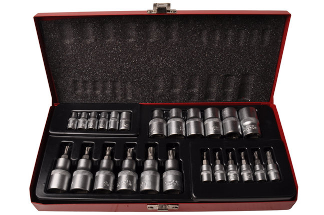 Cantonal Doppen + bitset 1/4 1/2 torx - verpakt in metalen doos - chroom vanadium kwaliteit