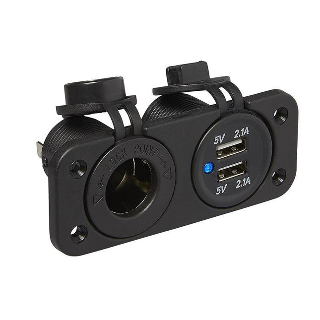 Cantonal Inbouw kit - stekkerdoos DIN + 2x USB poort 2x2100mA