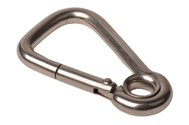 Cantonal Karabijnhaak haaks RVS 60x6 mm - 7 mm oogdiameter