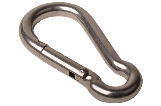 Cantonal Karabijnhaak RVS 80x8 mm - 12 mm oogdiameter