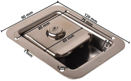 Cantonal Kofferslot RVS 120x90 mm gelijksluitend