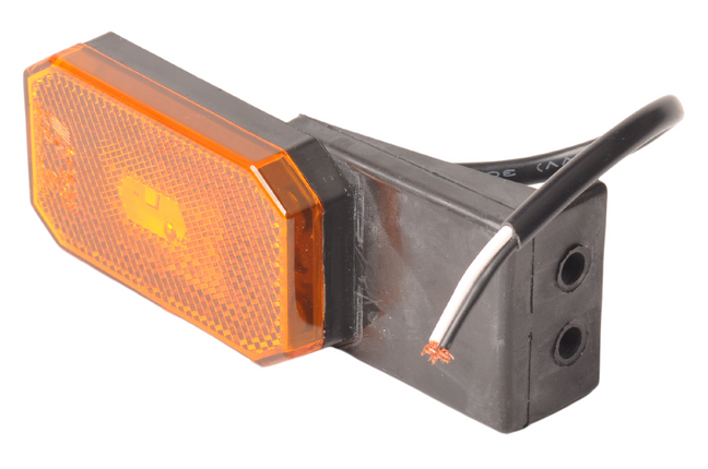 Cantonal Oranje/gele zijmarkeringslamp op bevestigingsvoet - 10 cm 2-aderige losse draad - gloeilamp