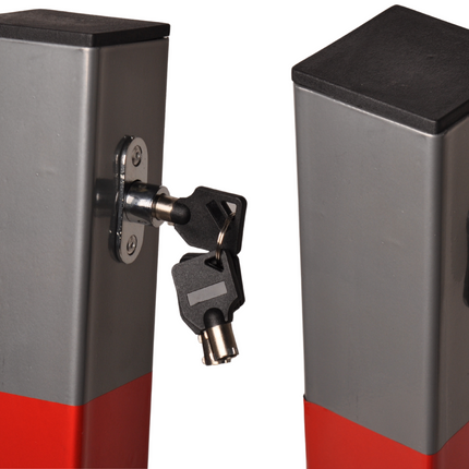 Cantonal Parkeerpaal met slot - 650x60x60 mm - grijs/rood - hoogwaardige kwaliteit