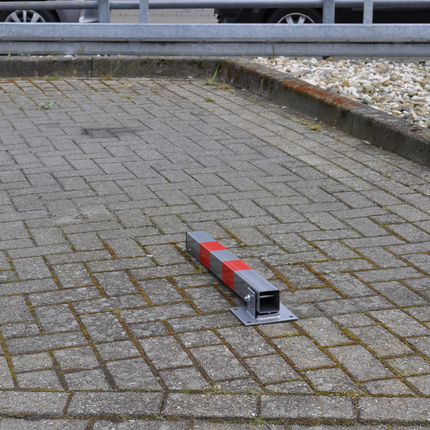 Cantonal Parkeerpaal met slot - 650x60x60 mm - grijs/rood - hoogwaardige kwaliteit