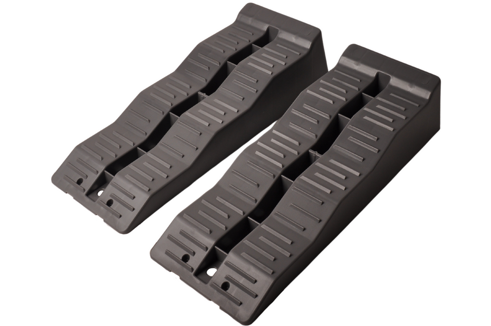 Cantonal Set van 2 grijze oprijblokken/ leveller - 565x200x130 mm - 5000 kg maximaal draagvermogen