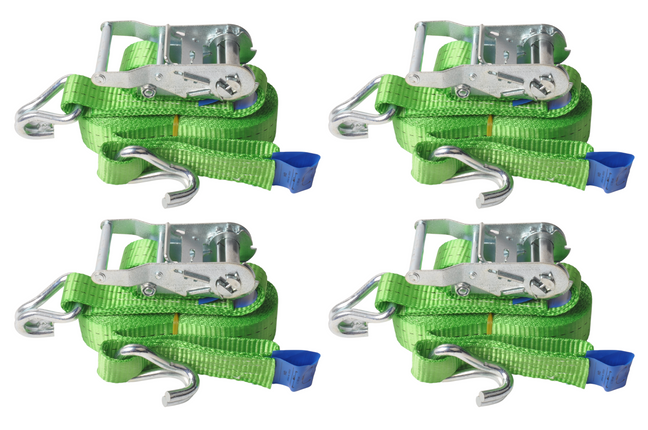 Cantonal Set van 4 spanbanden 600x3,5 cm - groen - breekbelasting 2000 kg