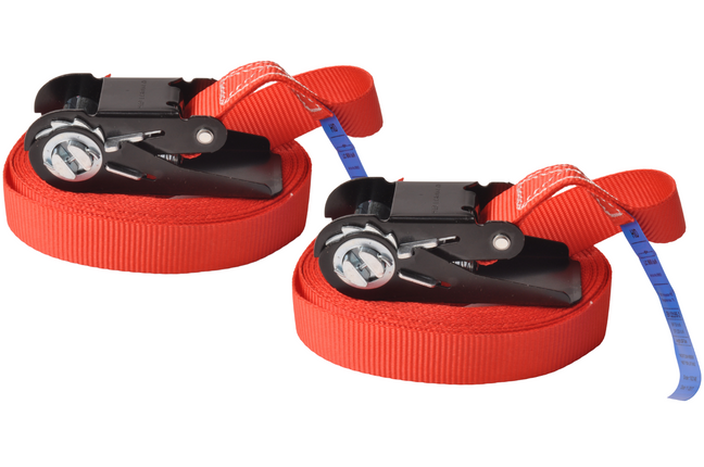 Cantonal Spanband set van 2 stuks rood 500x2,5 cm (750 kg)