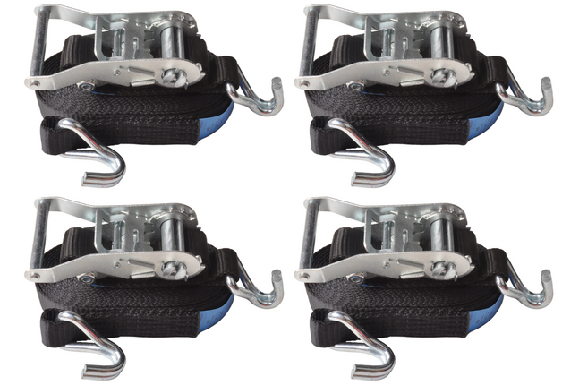 Cantonal Spanband set van 4 stuks 600x3,5 cm - zwart - breekbelasting 3000 kg