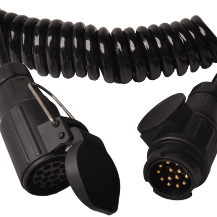 Cantonal Spiraal verlengkabel 8 aderig met 13-polige stekker & 13-polige contrastekker - 80 tot 175 cm