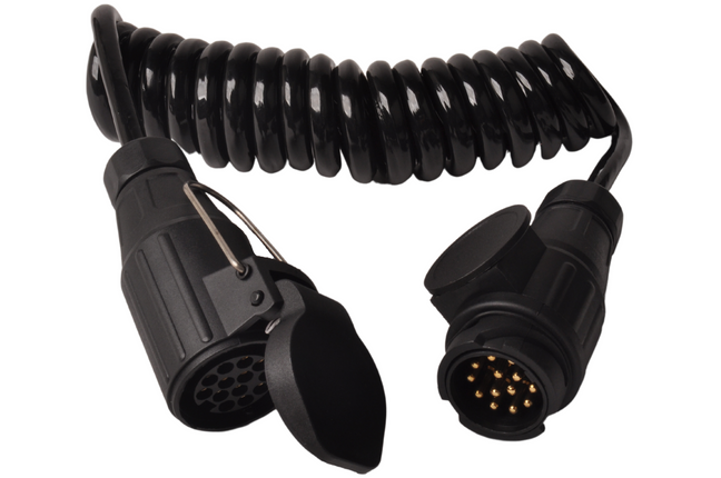 Cantonal Spiraal verlengkabel 8 aderig met 13-polige stekker & 13-polige contrastekker - 80 tot 175 cm