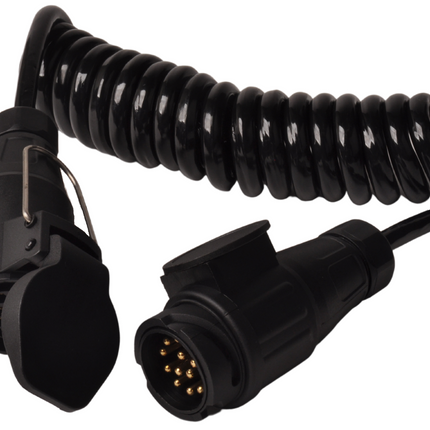 Cantonal Spiraal verlengkabel 8 aderig met 13-polige stekker & 13-polige contrastekker - 80 tot 175 cm