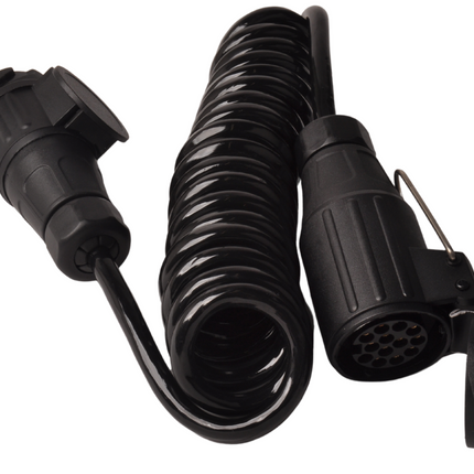 Cantonal Spiraal verlengkabel 8 aderig met 13-polige stekker & 13-polige contrastekker - 80 tot 175 cm