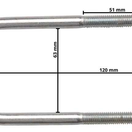 Cantonal U-bout / U-beugel strop M10 120x63 mm