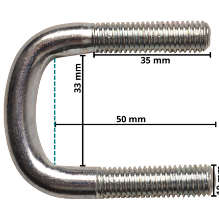 Cantonal U-bout / U-beugel strop M10 50x33 mm