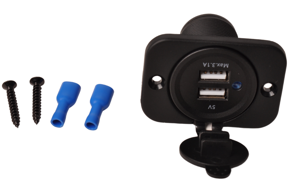 Cantonal USB inbouwdoos 12V/24V (tweevoudig)