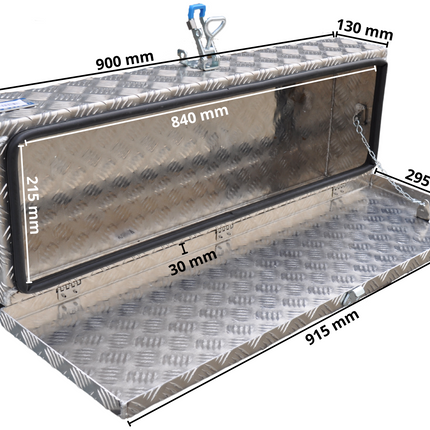 De Haan De Haan Box HM - 900x320x150 mm - waterdichte en stofdichte aluminium traanplaat disselbak - voorzien van spansluiting