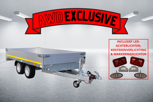 Eduard AWD exclusive geremde Eduard plateauwagen - 310x160 cm - 2000 kg - inclusief MultiLED verlichting & LED martkeringsverlichting