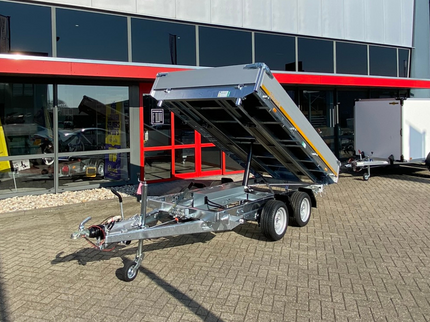 Eduard Eduard driezijdige kipper 3500 kg elektrisch extern laden & handpomp 330x180 cm - inclusief lichte en sterke aluminium oprijplaten & uitzetsteunen