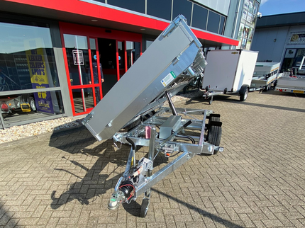 Eduard Eduard driezijdige kipper 3500 kg elektrisch extern laden & handpomp 330x180 cm - inclusief lichte en sterke aluminium oprijplaten & uitzetsteunen