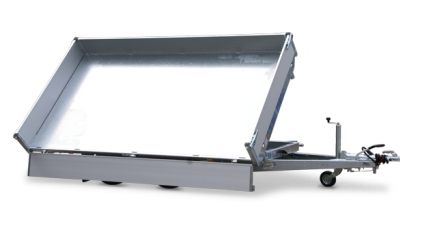 Eduard Geremde Eduard 3-zijdige kipper - 330x180 cm - 2500 kg bruto laadvermogen - elektrisch, extern laden - 72 cm laadvloerhoogte - inclusief oprijplaten en uitzetsteunen - 40 cm hoge borden