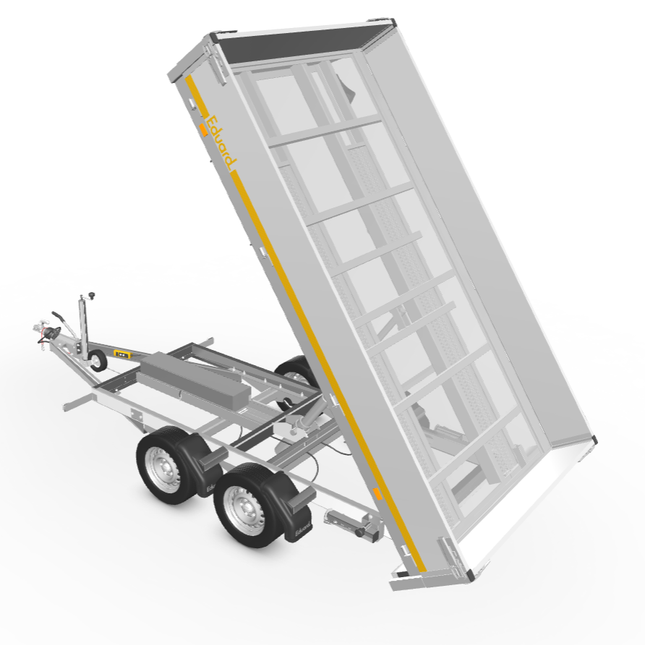 Eduard Geremde Eduard achterwaartse kipper - 310x180 cm - 2000 kg bruto laadvermogen - elektrisch - 63 cm laadvloerhoogte - 30 cm borden - inclusief oprijplaten en steunpoten