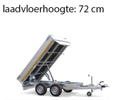 Eduard Geremde Eduard achterwaartse kipper - 310x180 cm - 2500 kg bruto laadvermogen - elektrisch, extern laden - 72 cm laadvloerhoogte - inclusief oprijplaten - 40 cm hoge borden