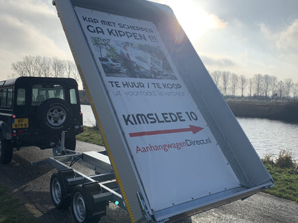 Eduard Geremde Eduard achterwaartse kipper - 310x180 cm - 2500 kg bruto laadvermogen - elektrisch, extern laden - 72 cm laadvloerhoogte - inclusief oprijplaten - 40 cm hoge borden