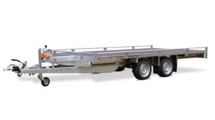 Eduard Geremde Eduard autotransporter - 406x200 cm - 2000 kg bruto laadvermogen - 56 cm laadvloerhoogte - 10 cm reling - inclusief lier en oprijplaten