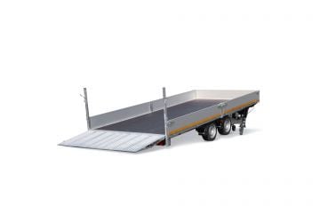 Eduard Geremde Eduard machinetransporter - 506x200 cm - 2700 kg bruto laadvermogen - elektrisch, extern laden, afstandsbediening - 63 cm laadvloerhoogte - 30 cm borden