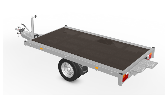 Eduard Geremde Eduard multitransporter - 256x150 cm - 1350 kg bruto laadvermogen - 63 cm laadvloerhoogte - vlakke opbouw - inclusief oprijplaten