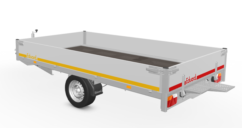 Eduard Geremde Eduard Multitransporter - 310x180 cm - 1500 kg bruto laadvermogen - 63 cm laadvloerhoogte - 30 cm borden - inclusief oprijplaten