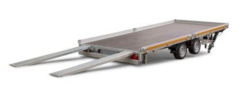 Eduard Geremde Eduard multitransporter - 406x180 cm - 2700 kg bruto laadvermogen - 56 cm laadvloerhoogte - 10 cm borden - inclusief oprijplaten en handlier