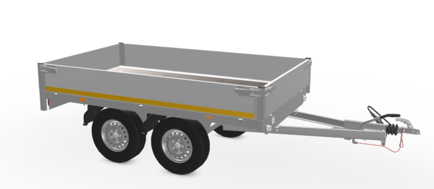 Eduard Geremde Eduard plateauwagen - 256x150 cm - 750 kg bruto laadvermogen - 72 cm laadvloerhoogte - 30 cm borden - tandemasser