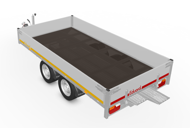 Eduard Geremde Eduard plateauwagen - 310x160 cm - 2700 kg bruto laadvermogen - 63 cm laadvloerhoogte - 30 cm borden - inclusief oprijplaten