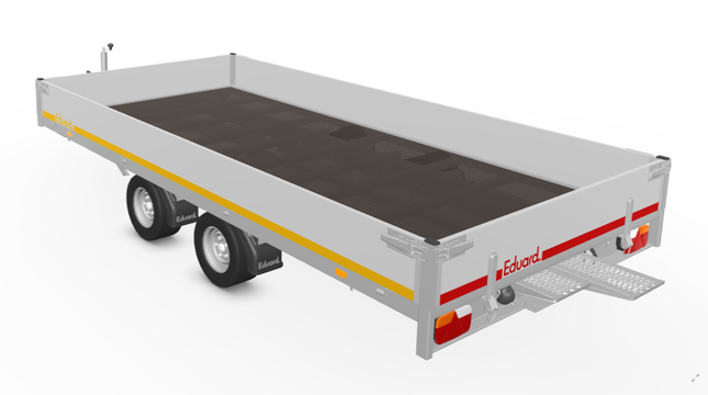 Eduard Geremde Eduard plateauwagen - 406x200 cm - 3000 kg bruto laadvermogen - 56 cm laadvloerhoogte - 30 cm borden - inclusief oprijplaten