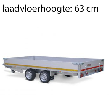 Eduard Geremde Eduard plateauwagen - 406x200 cm - 3500 kg bruto laadvermogen - 63 cm laadvloerhoogte - 30 cm borden