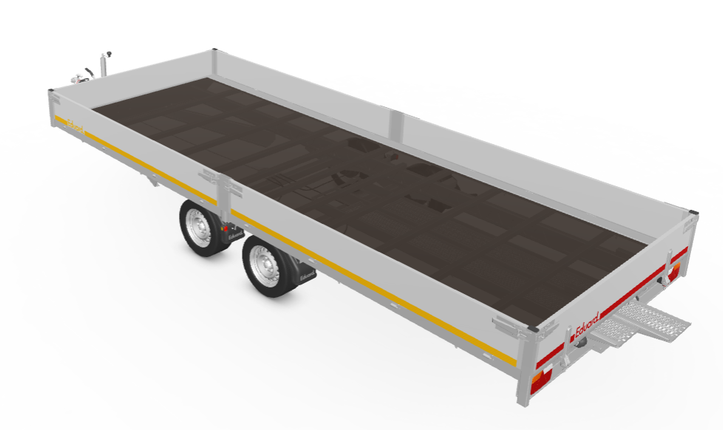 Eduard Geremde Eduard plateauwagen - 556x220 cm - 3000 kg bruto laadvermogen - 63 cm laadvloerhoogte - inclusief oprijplaten - 30 cm borden
