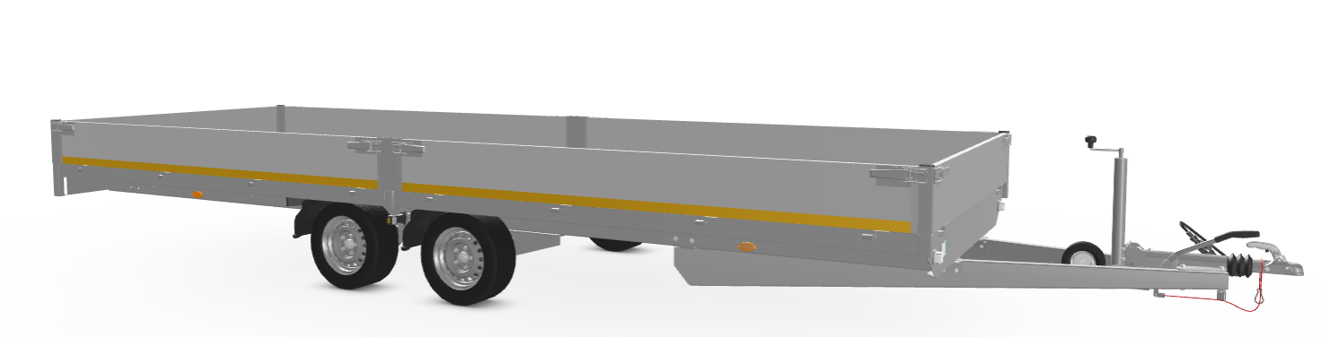 Eduard Geremde Eduard plateauwagen - 606x200 cm - 3500 kg bruto laadvermogen - 63 cm laadvloerhoogte - 30 cm borden