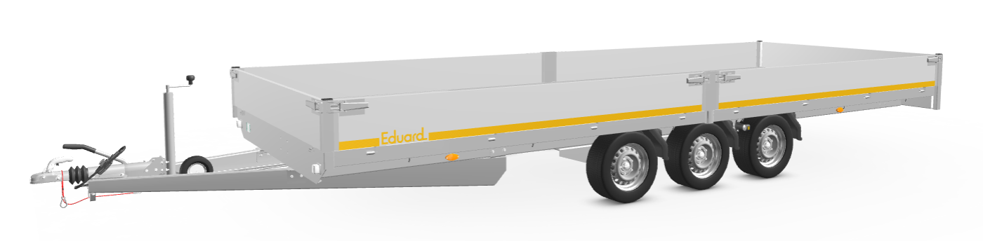 Eduard Geremde Eduard plateauwagen - 606x220 cm - 3500 kg bruto laadvermogen - 63 cm laadvloerhoogte - 30 cm borden - tridem asser