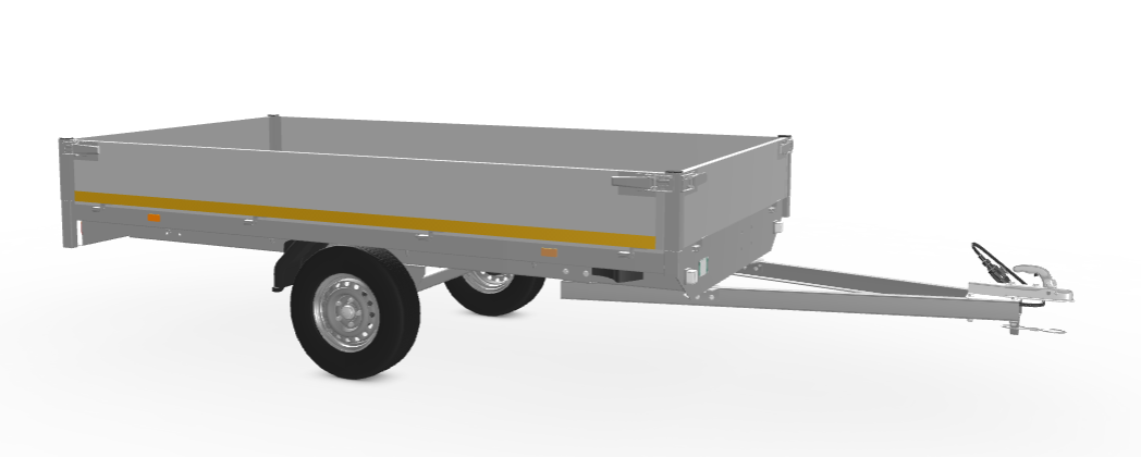 Eduard Ongeremde Eduard plateauwagen - 310x160 cm - 750 kg bruto laadvermogen - 72 cm laadvloerhoogte - 30 cm borden