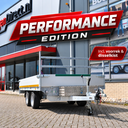 Eduard Performance edition - geremde Eduard plateauwagen - 330x180 cm - 2700 kg bruto laadvermogen - 63 cm laadvloerhoogte - inclusief gemonteerde disselkist & voorrek